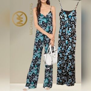 Michael Kors | Blue and Black Floral Jumpsuit